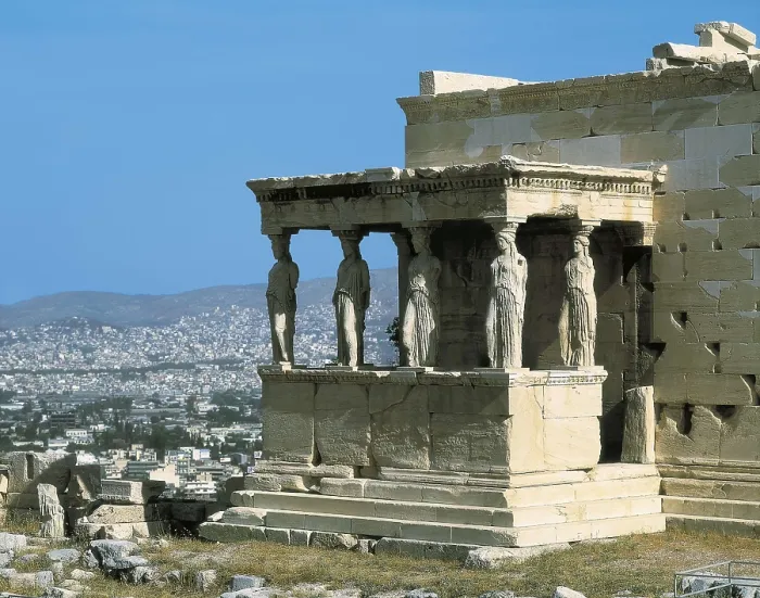 Framed Print : Erechtheion. 421 -414 BC. GREECE. Athens. Acropolis. Erechtheum or Erecththeion. Porch of the Caryatids. Classical Greek art. Architecture Framed Print : Erechtheion. 421 -414 BC. GREECE. Athens. Acropolis. Erechtheum or Erecththeion. Porch of the Caryatids. Classical Greek art. Architecture