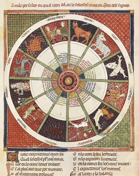 Framed Print : ERMENGAUD OF BEZIERS (13th century). Breviaire d'amour (Breviary of Love). 13th c. The Twelve Signs of the Zodiac. Provenal School. Romanesque art. Miniature Painting. SPAIN Framed Print : ERMENGAUD OF BEZIERS (13th century). Breviaire d'amour (Breviary of Love). 13th c. The Twelve Signs of the Zodiac. Provenal School. Romanesque art. Miniature Painting. SPAIN