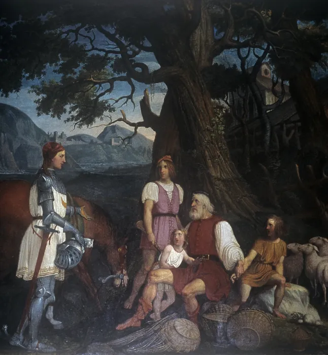 Framed Print : Erminia Finds the Old Shephard, by Giovanni Demin, 1823, 19th Century, fresco - Italy, Veneto, Padua, Gaudio Little Palace. Whole artwork view