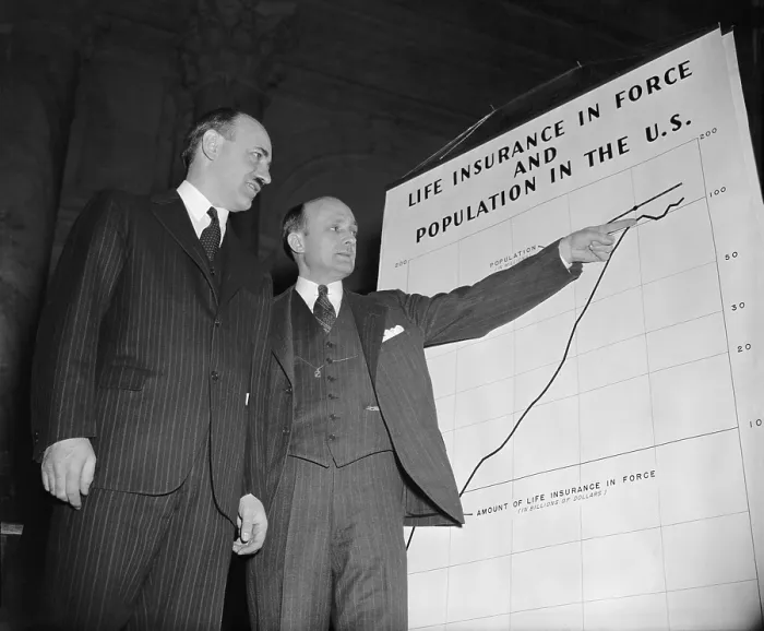Framed Print : Ernest How and Dr. Donald H. Davenport witnesses to the temporary National Economic Committee Monopoly Committee with a chart to be used in the investigation