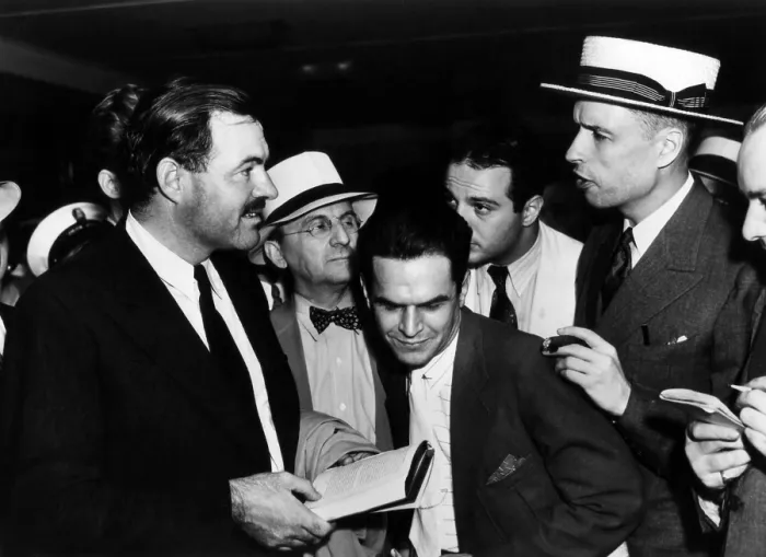 Framed Print : Ernest Hemingway being interviewed in the press before returning to the Spanish Civil War, New York City August 1937.Courtesy CSU Archives / Everett Collection Framed Print : Ernest Hemingway being interviewed in the press before returning to the Spanish Civil War, New York City August 1937.Courtesy CSU Archives / Everett Collection