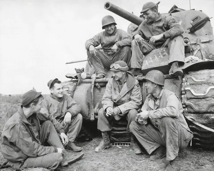 Framed Print : Ernie Pyle, famous war correspondent, and a U.S. tank crew at the Anzio Beachhead, Italy. March 18, 1944. (BSLOC_2014_8_217) Framed Print : Ernie Pyle, famous war correspondent, and a U.S. tank crew at the Anzio Beachhead, Italy. March 18, 1944. (BSLOC_2014_8_217)