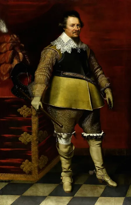 Framed Print : Ernst Casimir I, Count of Nassau-Dietz, by Wybrand de Geest (I), 1630-35, Dutch oil painting. Ernst Casimir military leader during the Eighty Years War