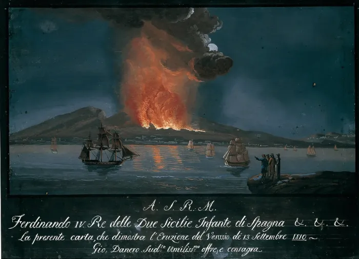 Framed Print : Eruption of the Vesuvium (Eruzione del Vesuvio), by unknown artist, 1810, 19th Century, oil on canvas - Whole artwork view Framed Print : Eruption of the Vesuvium (Eruzione del Vesuvio), by unknown artist, 1810, 19th Century, oil on canvas - Whole artwork view