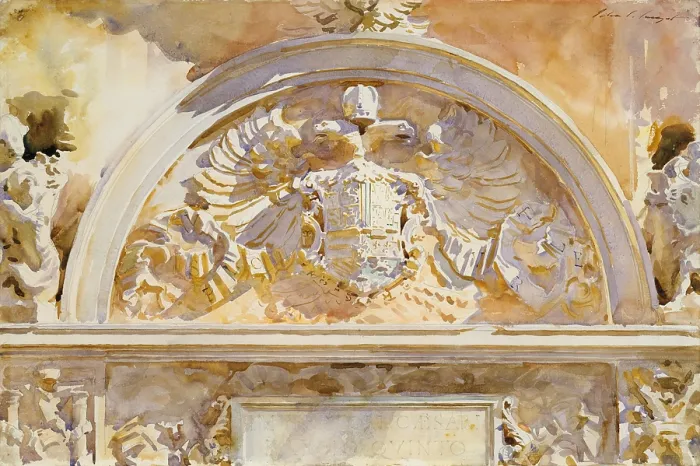 Framed Print : ESCUTCHEON OF CHARLES V OF SPAIN, by John Singer Sargent, 1912, American watercolor painting Framed Print : ESCUTCHEON OF CHARLES V OF SPAIN, by John Singer Sargent, 1912, American watercolor painting