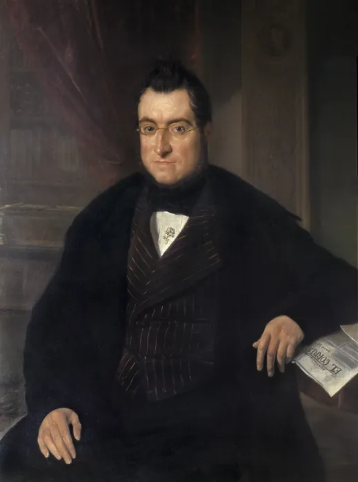 Framed Print : ESPALTER Y RULL, Joaquin (1809-1880). Bonaventura Carles Aribau. 1840s. Oil on canvas. SPAIN. Barcelona. Sant Jordi Catalan Royal Academy of Fine Arts. - P