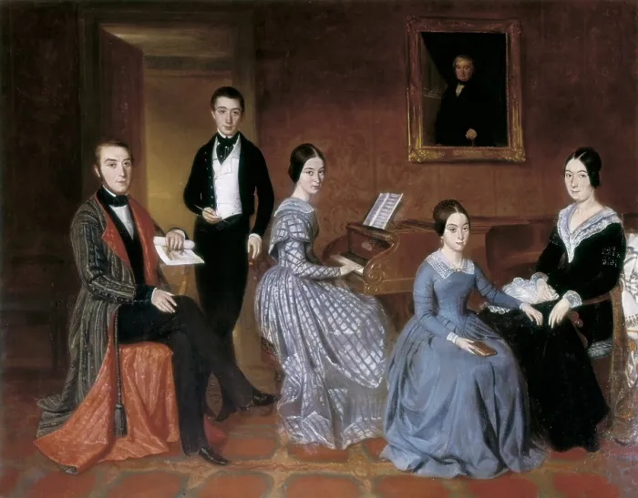 Framed Print : ESPALTER Y RULL, Joaquin (1809-1880). The Flaquer Family. 1845. Romanticism. Oil on canvas. SPAIN. Madrid. Museo Nacional del Romanticismo