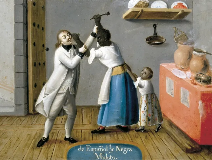 Framed Print : De Espanol y Negra, Mulata.; De Espanol y Negra, Mulata. Casta paintings. Mexican school. Colonial baroque. Painting. SPAIN. Madrid. America's Museum Framed Print : De Espanol y Negra, Mulata.; De Espanol y Negra, Mulata. Casta paintings. Mexican school. Colonial baroque. Painting. SPAIN. Madrid. America's Museum