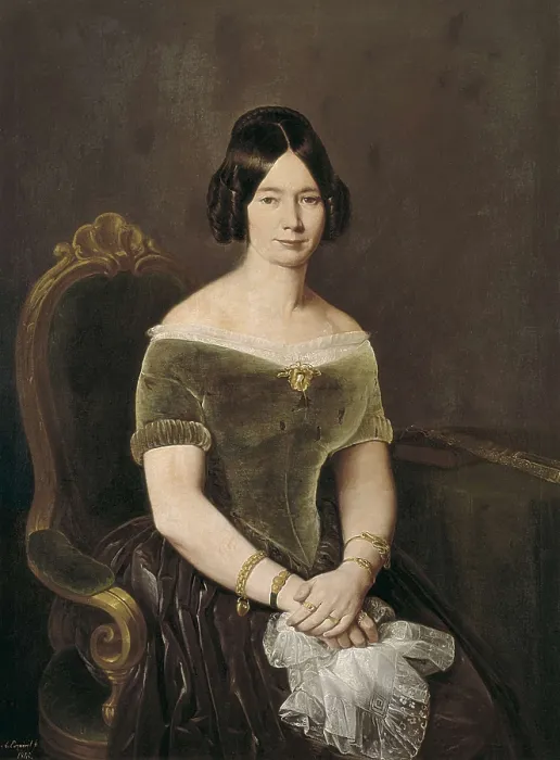 Framed Print : ESQUIVEL Y SUAREZ DE URBINA, Antonio Mara (1806-1857). Portrait of Miss Carriquirre. 1845. Romanticism. Oil on canvas. SPAIN. Sevilla. Fine Arts Museum