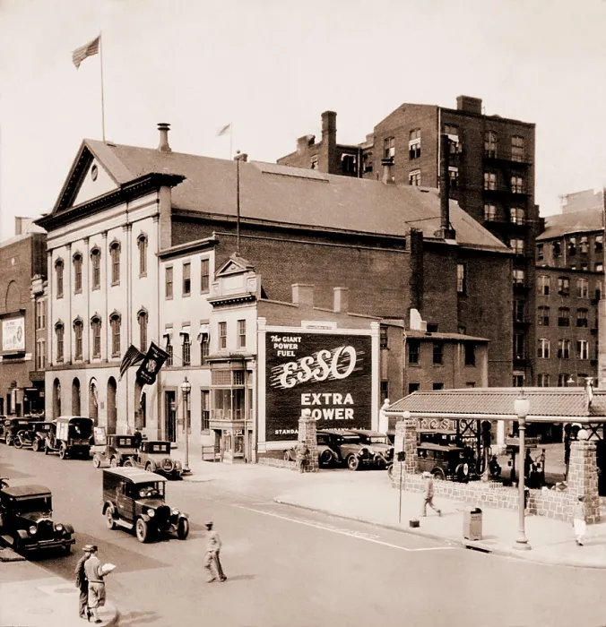 Framed Print : An Esso (now Exxon) gas station in the shadow of Ford's Theater, in, Washington, D.C