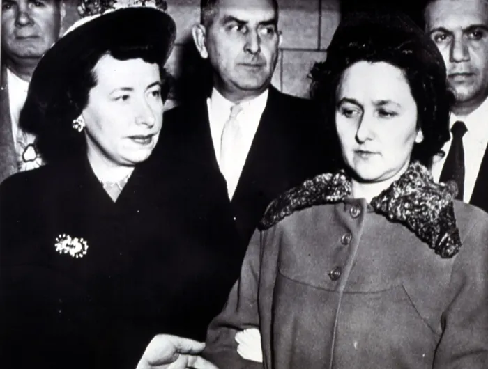 Framed Print : Ethel Rosenberg (right) leaves courtroom after she & husband Julius were sentenced to death, 1951. Courtesy: CSU Archives / Everett Collection Framed Print : Ethel Rosenberg (right) leaves courtroom after she & husband Julius were sentenced to death, 1951. Courtesy: CSU Archives / Everett Collection
