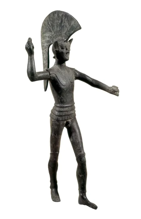 Framed Print : Etruscan warrior. ca. 500 BC. Etruscan art. Sculpture on bronze. ITALY. Rome. National Etruscan Museum of Villa Julia. AISA / Everett Collection**US SALES ONLY**