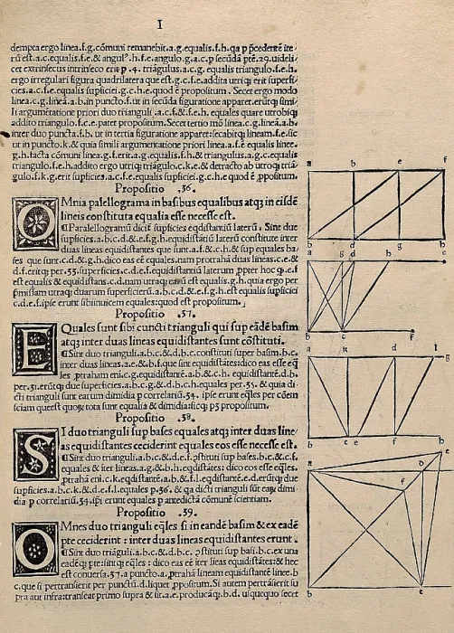 Framed Print : EUCLID (c. 300 BC). Printed page from Euclid's 'Elements'. SPAIN. Barcelona. Biblioteca de Catalunya (National Library of Catalonia)