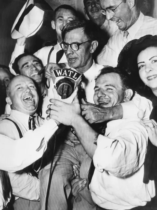 Framed Print : Eugene Talmadge, celebrating his victory in the democratic primary in Georgia. July 17, 1946 Framed Print : Eugene Talmadge, celebrating his victory in the democratic primary in Georgia. July 17, 1946