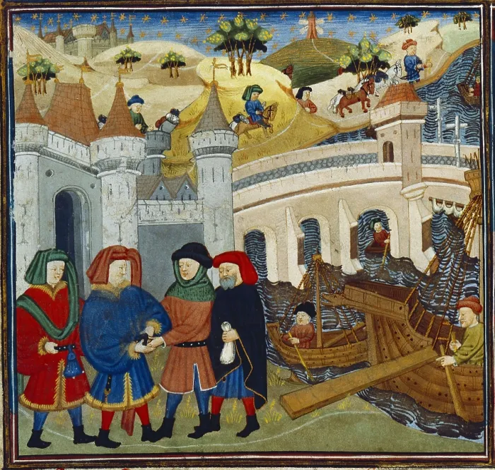 Framed Print : Europe (12th-14th c.). Maritime merchants. Miniature Painting. FRANCE. Paris. National Library. AISA / Everett Collection**US SALES ONLY**