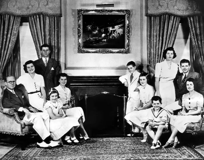 Framed Print : EV1884 - The Kennedy Family (clockwise on left) John F. Kennedy, Eunice, Jean, Patricia, Joseph P