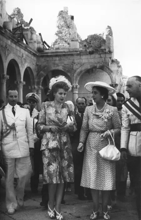 Framed Print : Evita Peron, with Carmen Polo de Franco, wife of Spanish Fascist dictator Francisco Franco. Toledo, Spain, June 1947. - (BSLOC_2014_17_65) Framed Print : Evita Peron, with Carmen Polo de Franco, wife of Spanish Fascist dictator Francisco Franco. Toledo, Spain, June 1947. - (BSLOC_2014_17_65)