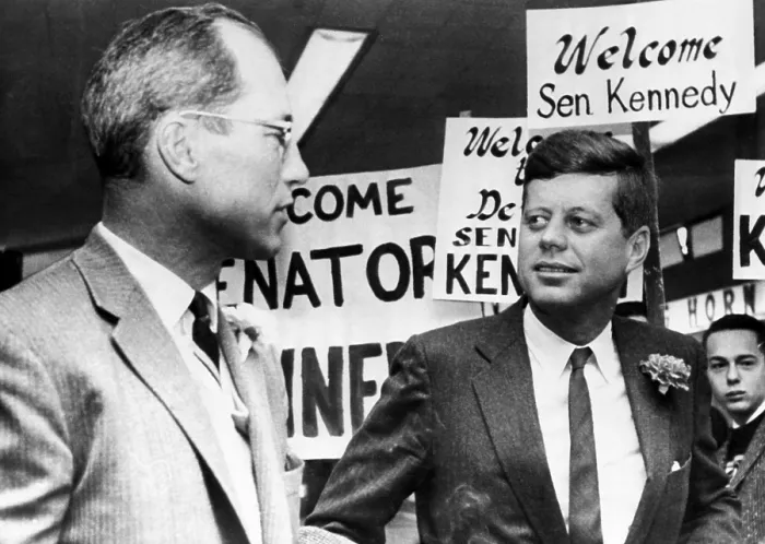 Framed Print : Ex-football star Byron White, Senator John F. Kennedy, Denver, Colorado, November 28, 1959.. Courtesy: CSU Archives  /  Everett Collection