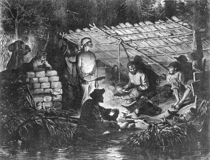 Framed Print : Ex-slaves hiding in the swamps of Louisiana Framed Print : Ex-slaves hiding in the swamps of Louisiana