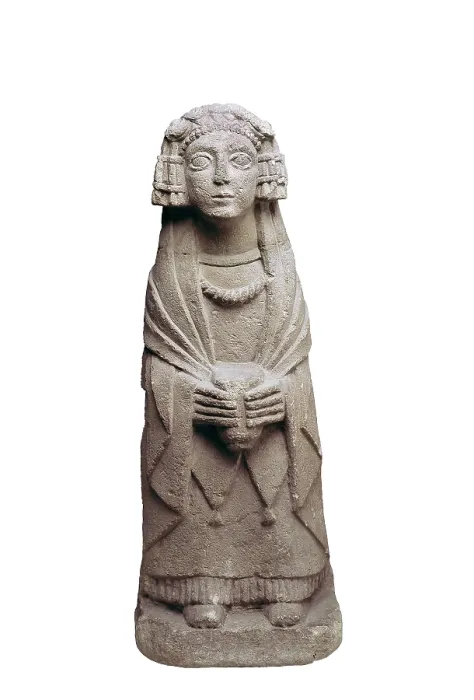 Framed Print : Ex-voto. 4th c. BC. Female sculpture. Iberian art. Sculpture on rock. SPAIN. Madrid. National Museum of Archaeology. Proc: SPAIN. Montealegre del Castillo. Cerro de los Santos