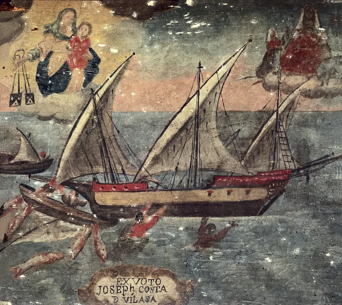Framed Print : Ex voto of sailor Joseph Costa de Vilasa. Painting. SPAIN. Barcelona. Barcelona Maritime Museum. - P. Rotger / Iberfoto / Everett Collection (176079)**US SALES ONLY**