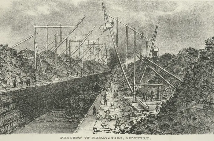 Framed Print : Excavation of the Erie Canal at the deep cut, west of Lockport, on the section of the canal between Buffalo and Lockport (BSLOC_2019_7_98) Framed Print : Excavation of the Erie Canal at the deep cut, west of Lockport, on the section of the canal between Buffalo and Lockport (BSLOC_2019_7_98)