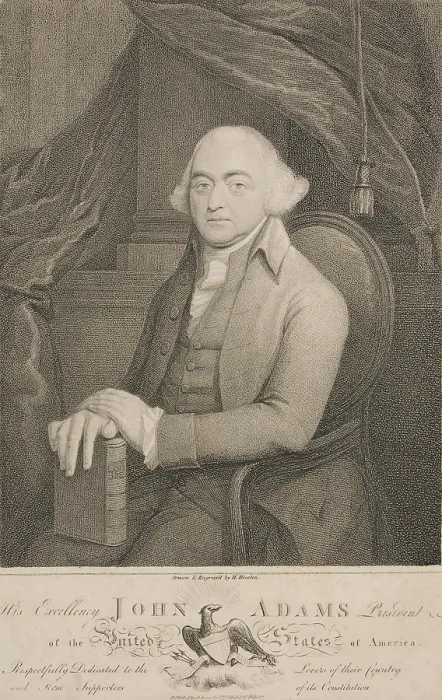 Framed Print : HIS EXCELLENCY JOHN ADAMS, PRESIDENT OF THE UNITED STATES OF AMERICA, by H. Houston, 1798, British-America engraving