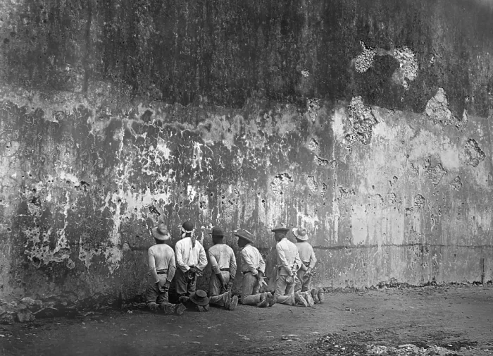 Framed Print : Execution scene at the arsenal in Santiago, Cuba. Photo taken by E.C. Rost of US Army, ca. 1899 (BSLOC_2017_10_5)