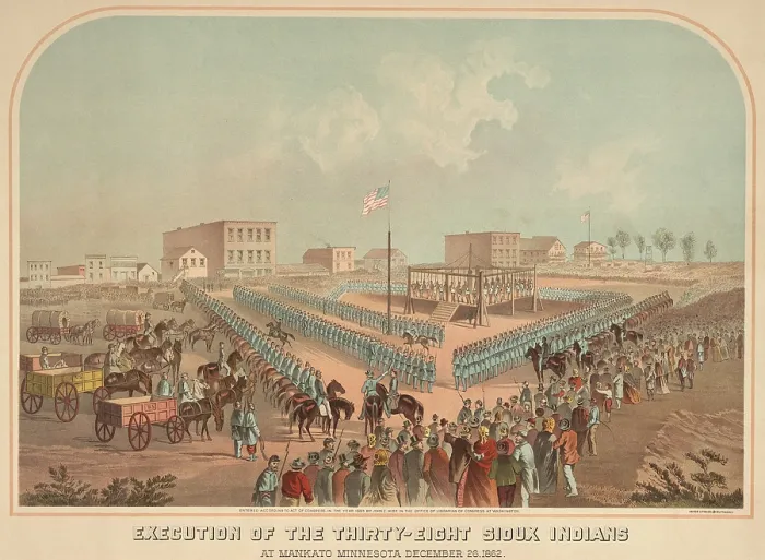 Framed Print : Execution of the thirty-eight Sioux Indians at Mankato, Minnesota, Dec. 26, 1862