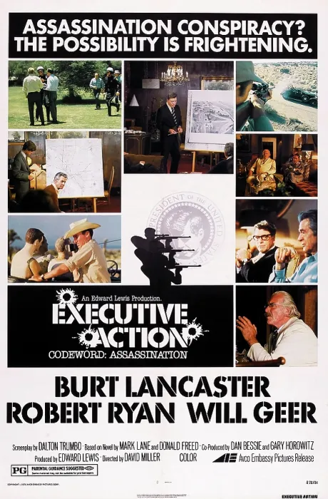 Framed Print : EXECUTIVE ACTION, US poster, Burt Lancaster (top center), Will Geer (bottom right), 1973 Framed Print : EXECUTIVE ACTION, US poster, Burt Lancaster (top center), Will Geer (bottom right), 1973
