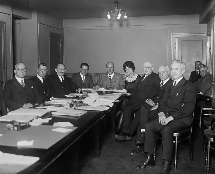 Framed Print : Executive Committee of the Socialist National Party, Dec. 13, 1924. Eugene Debs is at the head of the table. To his left is Bertha Hale White and Rep. Victor Berger of Wisconsin