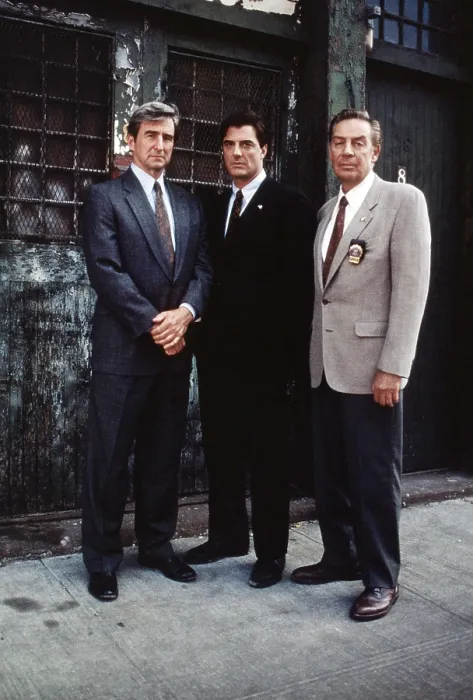 Framed Print : EXILED, from left, Sam Waterston, Chris Noth, Jerry Orbach, 1998