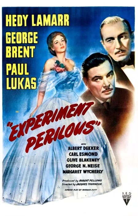 Framed Print : EXPERIMENT PERILOUS, US poster, from left: Hedy Lamarr, George Brent, Paul Lukas, 1944