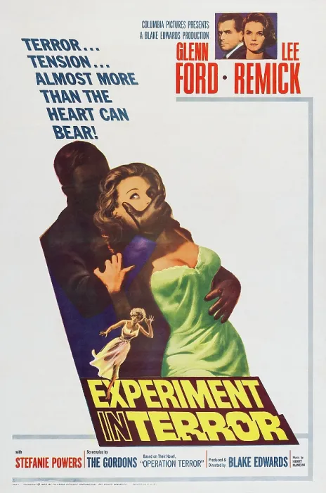 Framed Print : EXPERIMENT IN TERROR, top l-r: Glenn Ford, Lee Remick, bottom right: Lee Remick on poster art, 1962