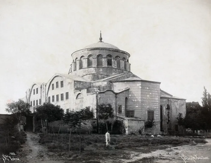 Framed Print : Exterior of the 4th century Hagia Irene, built by the Emperor Constantine, Istanbul, Turkey. Albumen print ca 1900