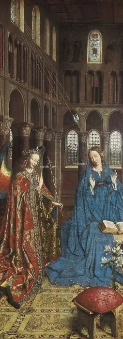 Framed Print : EYCK, Jan van (1390-1441). The Annunciation. ca. 1434-1436. Flemish art. Oil on canvas. UNITED STATES OF AMERICA. Washington. National Gallery of Art