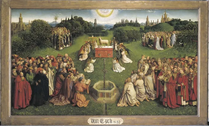 Framed Print : EYCK, Jan van (1390-1441); EYCK, Hubert van (1370-1426). The Ghent Altarpiece or Adoration of the Mystic Lamb. 1425-1432. BELGIUM. Ghent. Saint Bavo Cathedral