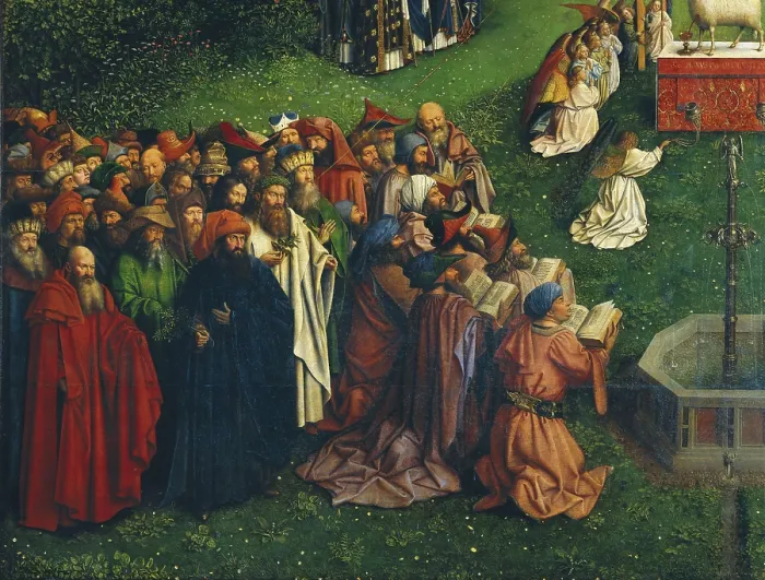 Framed Print : EYCK, Jan van (1390-1441); EYCK, Hubert van (1370-1426). The Ghent Altarpiece or Adoration of the Mystic Lamb. 1425-1432. BELGIUM. Ghent. Saint Bavo Cathedral. Flemish art