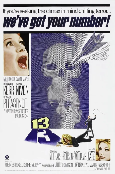 Framed Print : EYE OF THE DEVIL, (aka 13), top left: Deborah Kerr, center top: David Niven, bottom right: Sharon Tate on poster art, 1966
