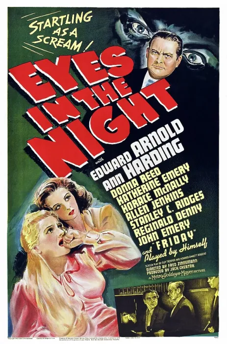 Framed Print : EYES IN THE NIGHT, left from left: Ann Harding, Donna Reed, top right: Edward Arnold, 1942