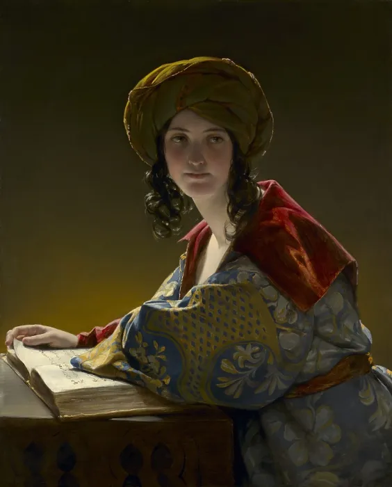 Framed Print : FA-PAI-Austrian-Friedrich-Amerling-Eastern-Woman-1838_CLEVMUS-1991.163 The Young Eastern Woman, 1838, by Friedrich Amerling, 1803-1887, Austrian painting, oil on canvas