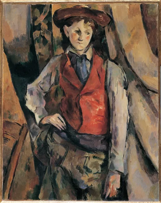 Framed Print : Fabbri Paolo Egisto, Man with a Red Waistcoat, copy of the original by C zanne, 20th Century, oil on canvas, Italy Framed Print : Fabbri Paolo Egisto, Man with a Red Waistcoat, copy of the original by C zanne, 20th Century, oil on canvas, Italy