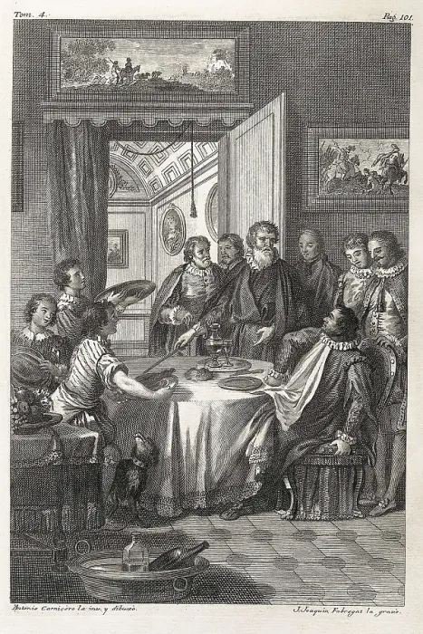 Framed Print : FABREGAT, Jos Joaqun (1748-1844); CARNICERO, Antonio (1748-1814). Sancho Panza in his Government. 1780