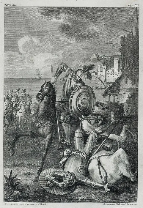 Framed Print : FABREGAT, Jos Joaqun (1748-1844); CARNICERO, Antonio (1748-1814). Don Quixote in the Castle of the Dukes. 1780. Engraving. SPAIN. Madrid. National Library