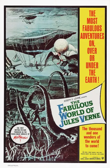 Framed Print : THE FABULOUS WORLD OF JULES VERNE, (aka THE DEADLY INVENTION), US poster art, 1958 Framed Print : THE FABULOUS WORLD OF JULES VERNE, (aka THE DEADLY INVENTION), US poster art, 1958