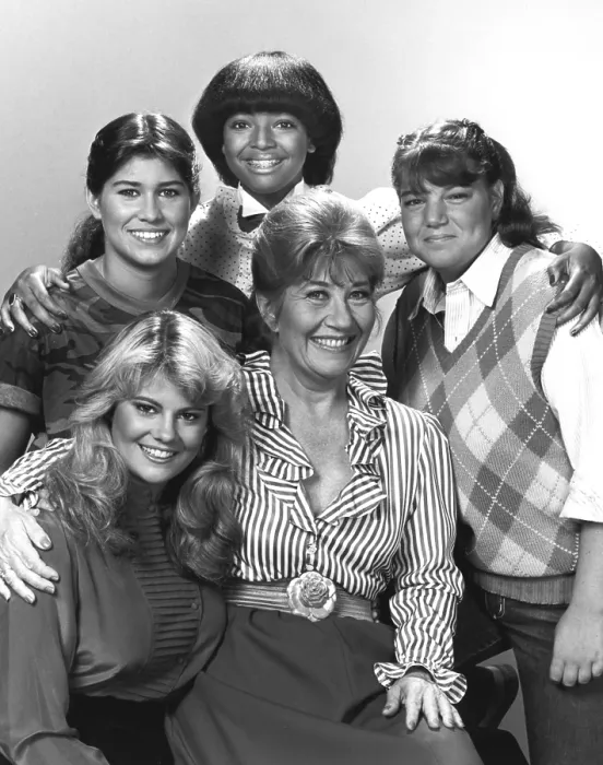 Framed Print : THE FACTS OF LIFE, (clockwise l-r): Lisa Whelchel, Nancy McKeon, Kim Fields, Mindy Cohn, Charlotte Rae, 1979-88