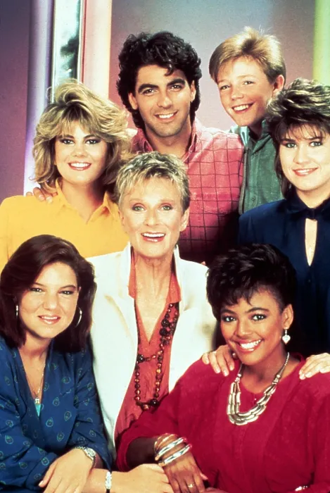 Framed Print : FACTS OF LIFE, Mindy Cohn, Lisa Whelchel, Cloris Leachman, George Clooney, Kim Fields, MacKenzie Astin, Nancy McKeon, [1985-1986 seasons], 1979-1988