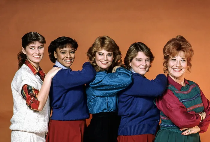 Framed Print : THE FACTS OF LIFE, Nancy McKeon, Kim Fields, Lisa Whelchel, Mindy Cohn, Charlotte Rae, (Season 5, 1984), 1979-88
