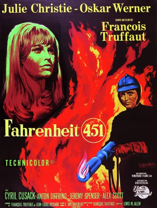 Framed Print : FAHRENHEIT 451, French poster art, from left: Julie Christie, Oskar Werner, 1966
