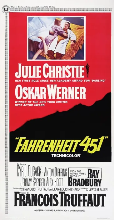 Framed Print : FAHRENHEIT 451, US poster art, top from left, Julie Christie, Oskar Werner, 1966 Framed Print : FAHRENHEIT 451, US poster art, top from left, Julie Christie, Oskar Werner, 1966